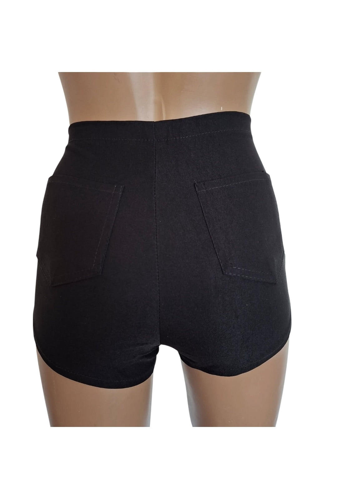 Black Zip Front & Stud Booty Shorts [BS19]