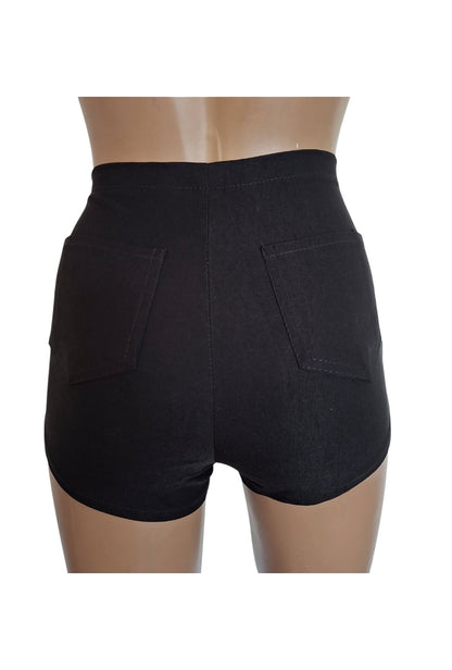 Black Zip Front & Stud Booty Shorts [BS19]