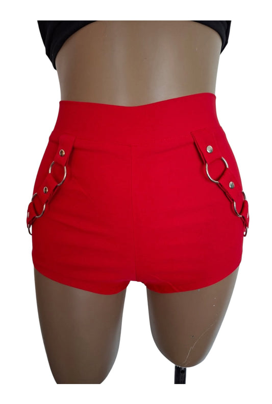 Front O Ring Detail Red Booty Short [BS17]