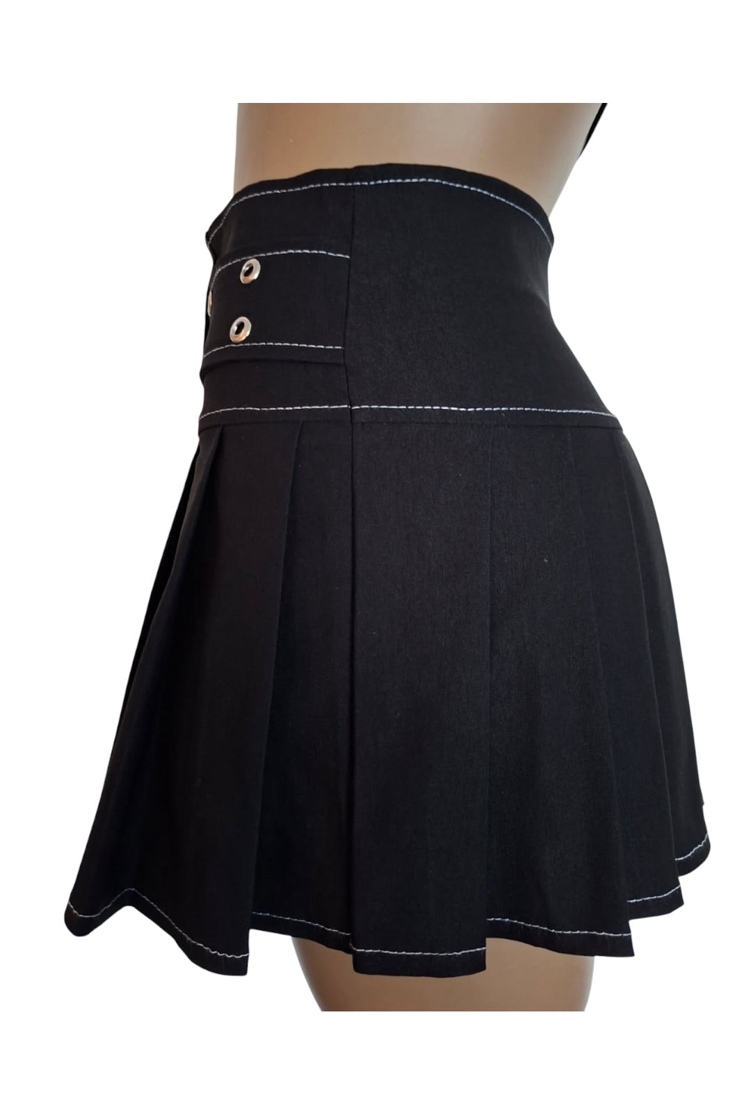 Contrast Stitch Pleated Mini Skirt