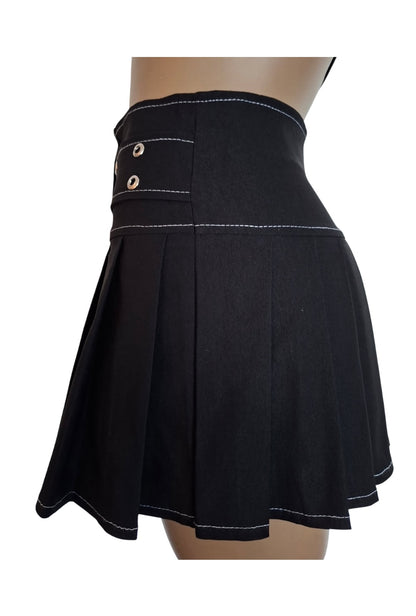 Contrast Stitch Pleated Mini Skirt