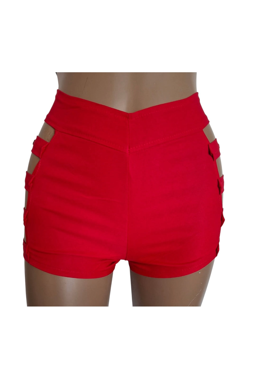 Red Buckle Cut Out Booty Short [BS16]