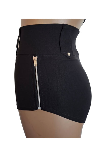 High Waist Belt Loop Booty Shorts with Zips [BS20]