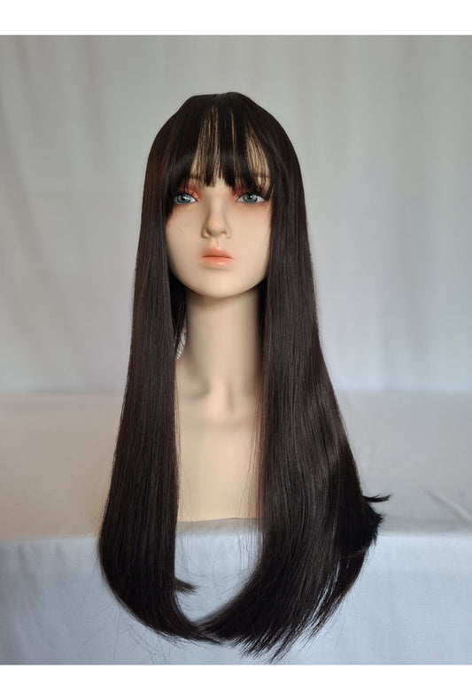 Deluxe Dark Brown Long Straight Wig W02