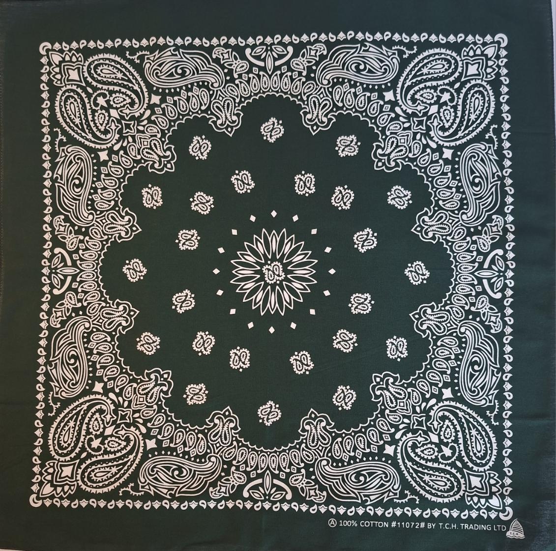 Dark Forest Green With Bold Print Bandana