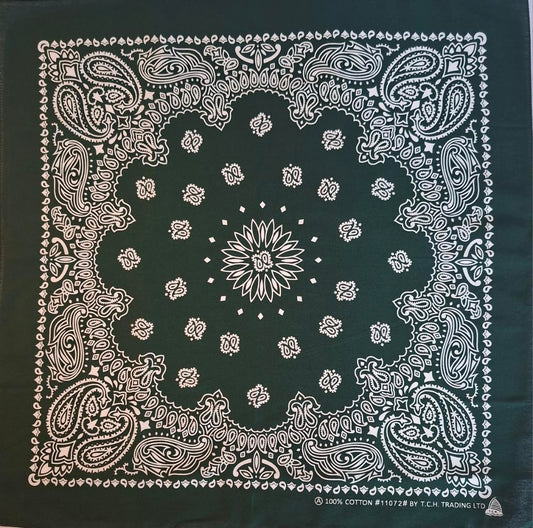 Dark Forest Green With Bold Print Bandana