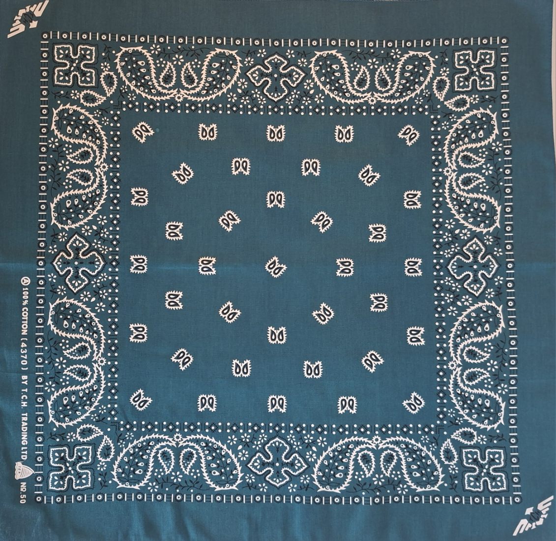 Dark Teal Paisley Bandana No.50
