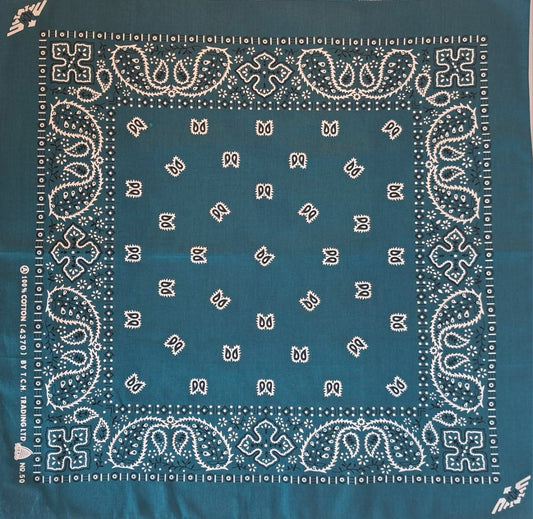 Dark Teal Paisley Bandana No.50