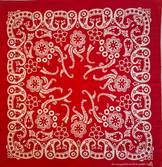 Red Floral Paisley Bandana
