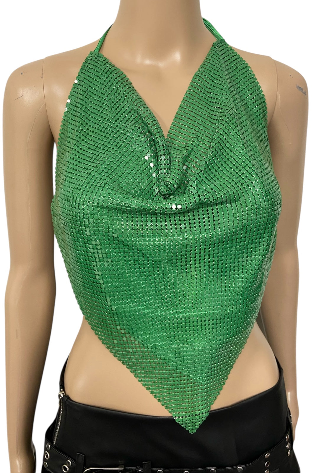 Green Metal Mesh Triangle Top