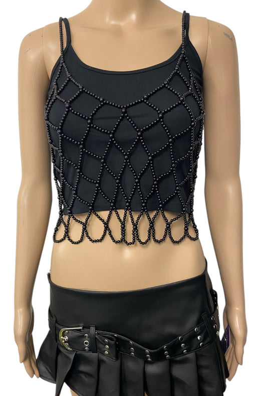 Black Beaded Festival Top