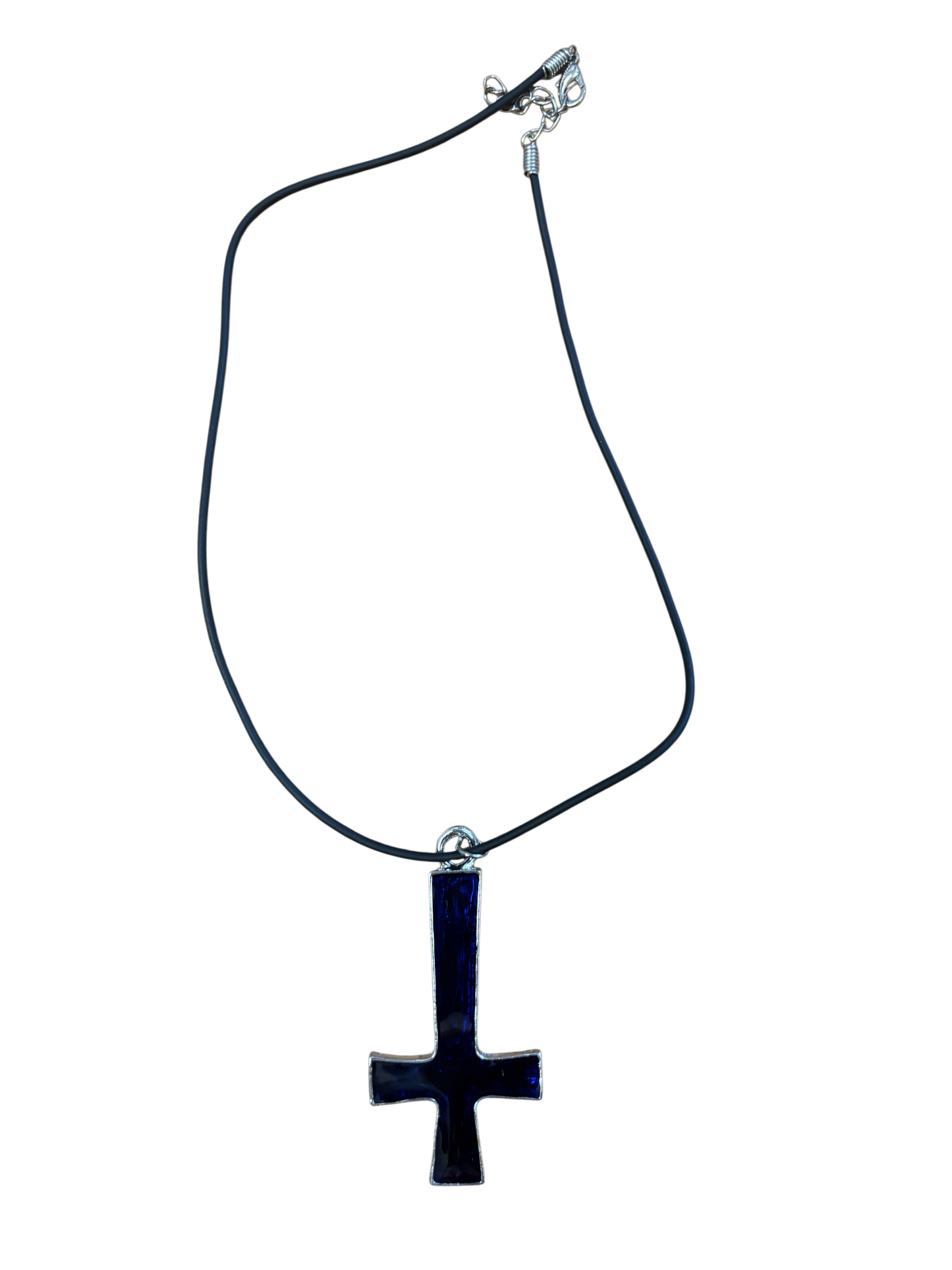 Indigo Gothic Inverted Cross Necklace