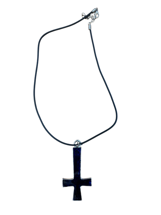 Indigo Gothic Inverted Cross Necklace