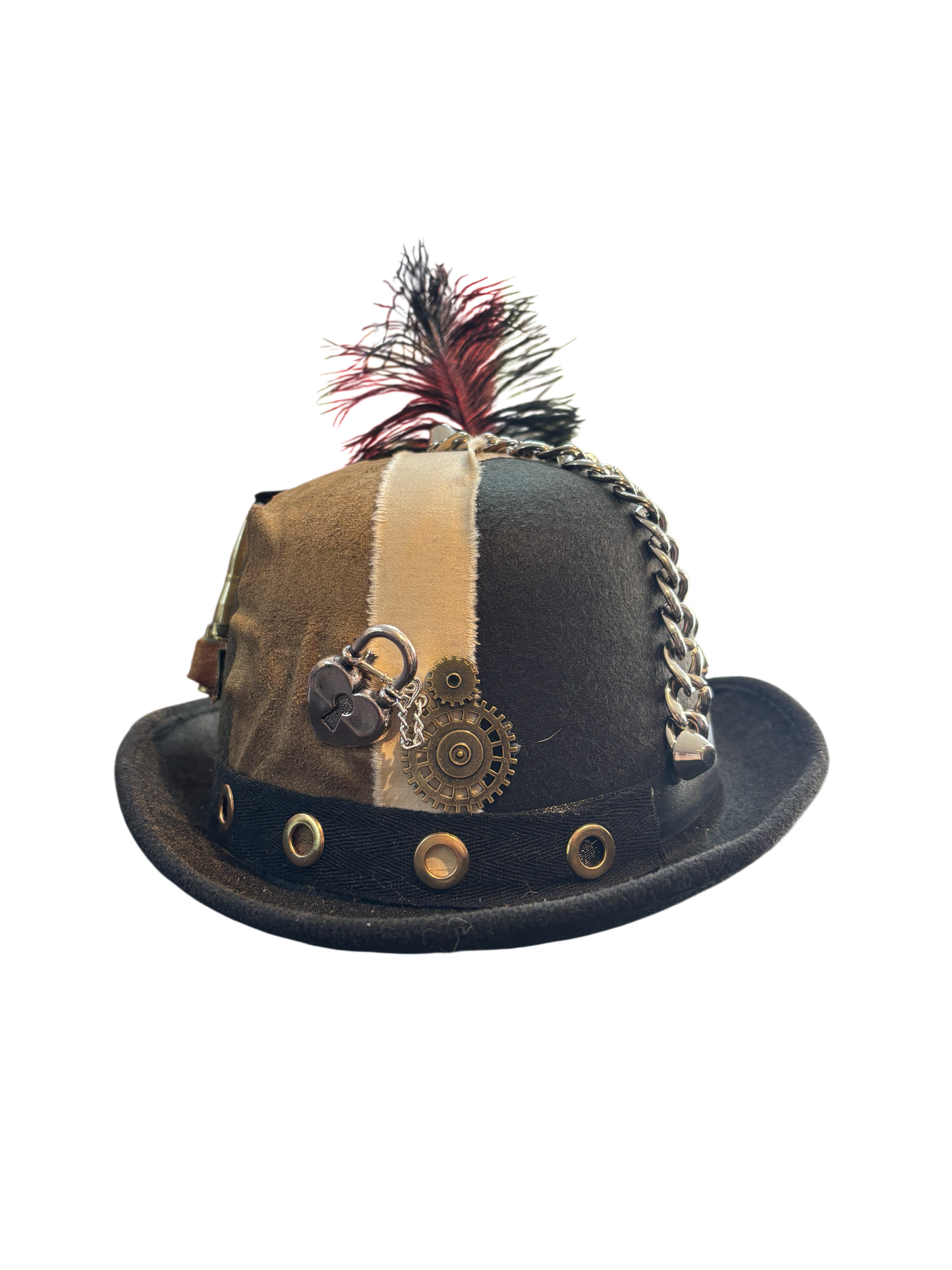 Steampunk Bowler Hat With Feathers And Bullets