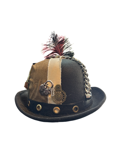 Steampunk Bowler Hat With Feathers And Bullets