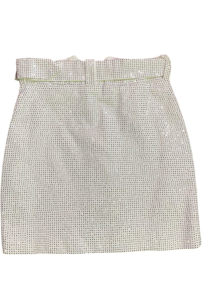 Rhinestone Silver and White Utility Skirt