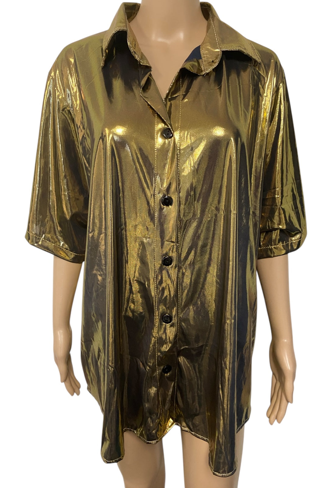 Metallic Gold Button Up Shirt