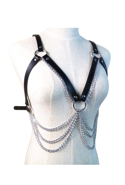 Chest Harness with Silver Chain