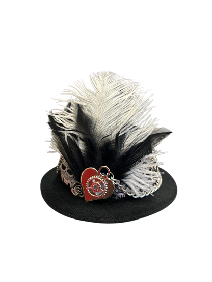 Mini Feather And Heart Steampunk Hat