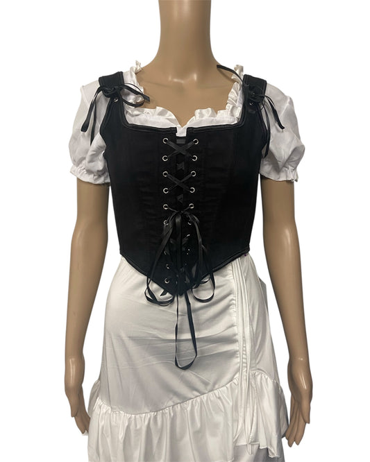 Black Corduroy Strappy Corset Top