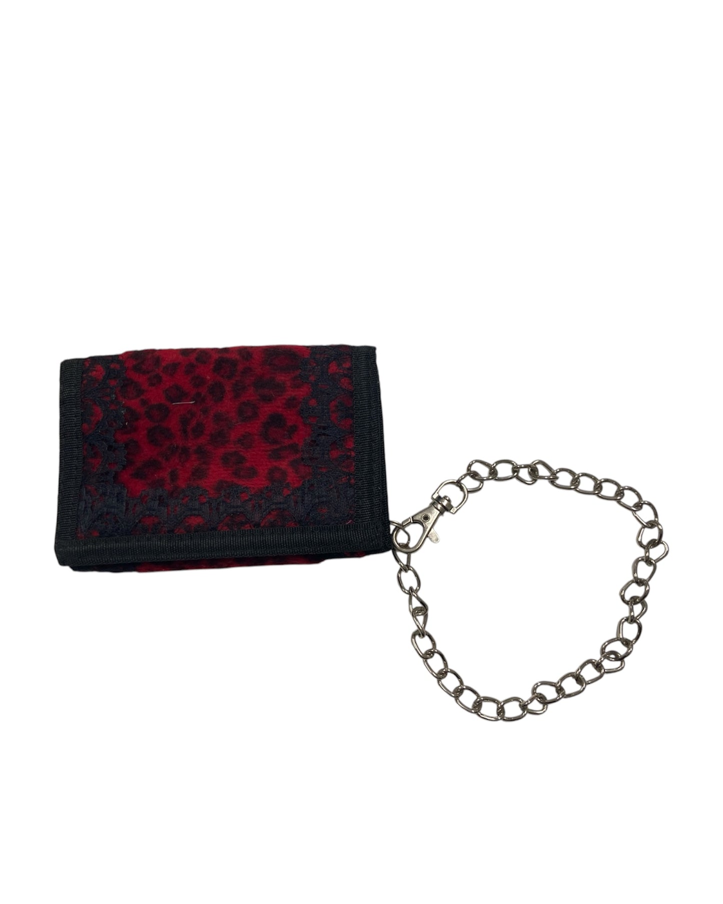 Red Leopard Print velcro wallet with Lace Trim