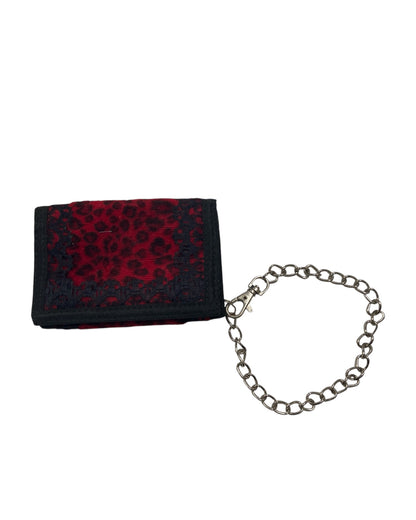 Red Leopard Print velcro wallet with Lace Trim