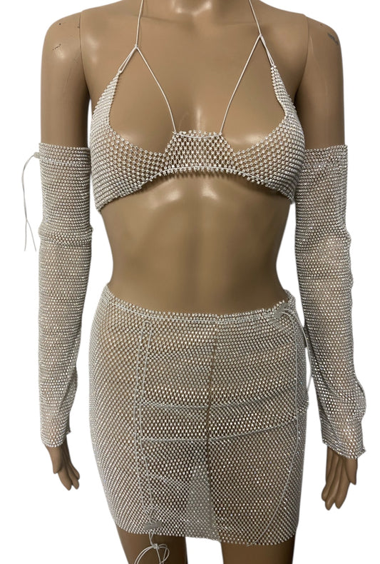 White Crystal Mesh Festival Set