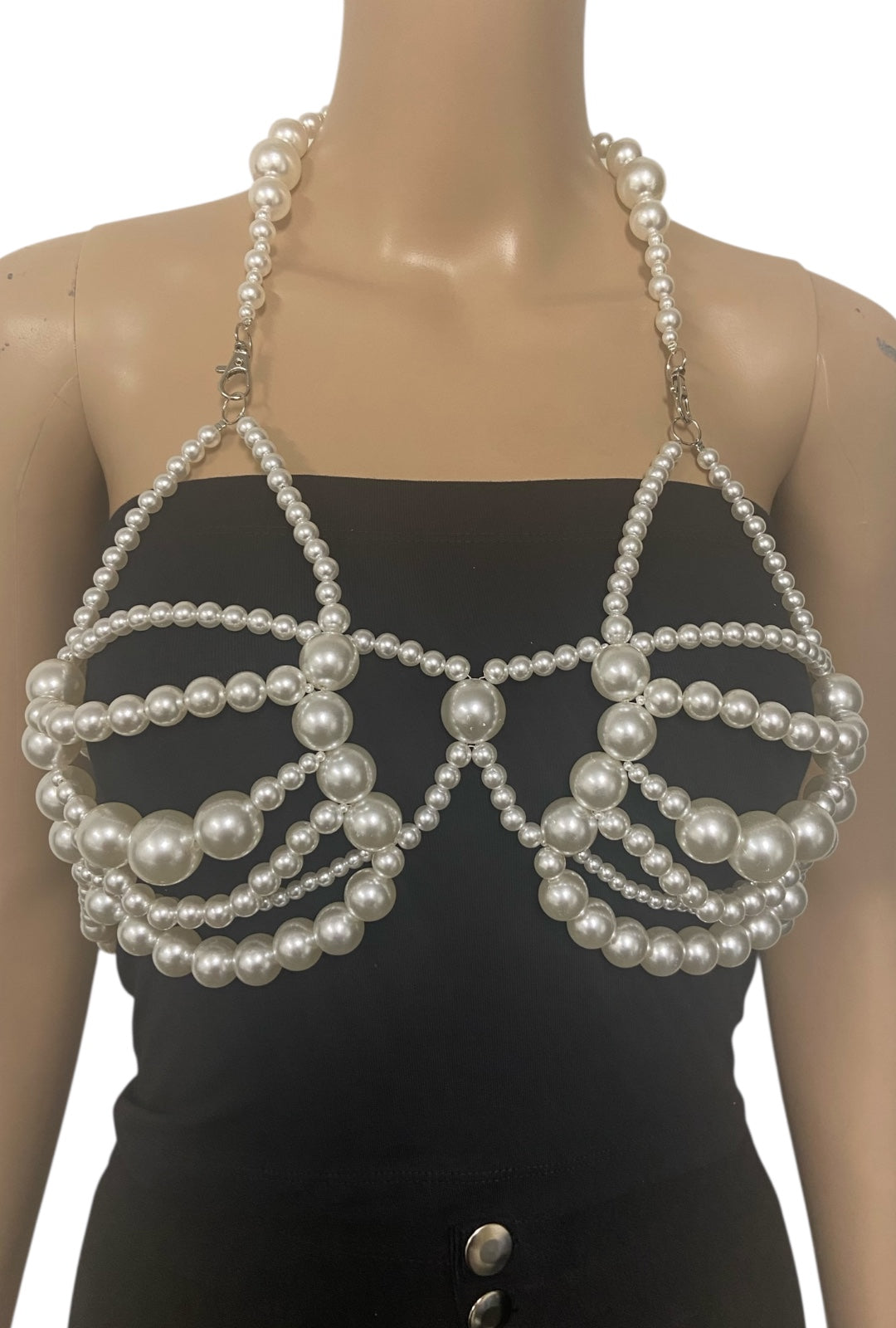 Pearl Beaded Festival Bralette With Ribbon