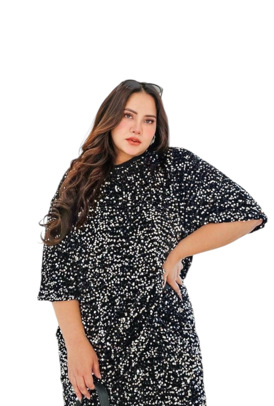 Black and Silver Sequin Top