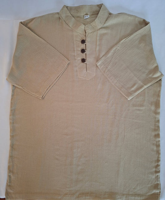 Caramel Cotton Mandarin Collar
