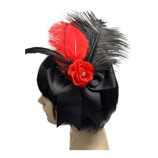 Black And Red Feather Clip