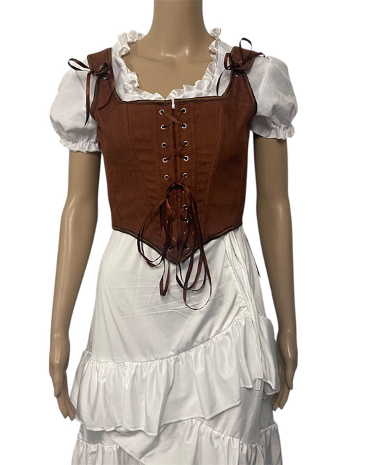 Chocolate Brown Corduroy Strappy Corset Top