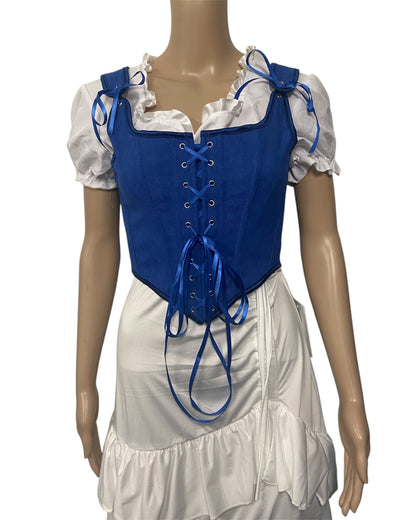 Cobalt Blue Corduroy Strappy Corset Top