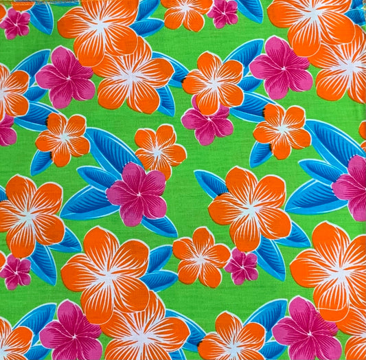 Green Hawaiian Flower Print Bandana