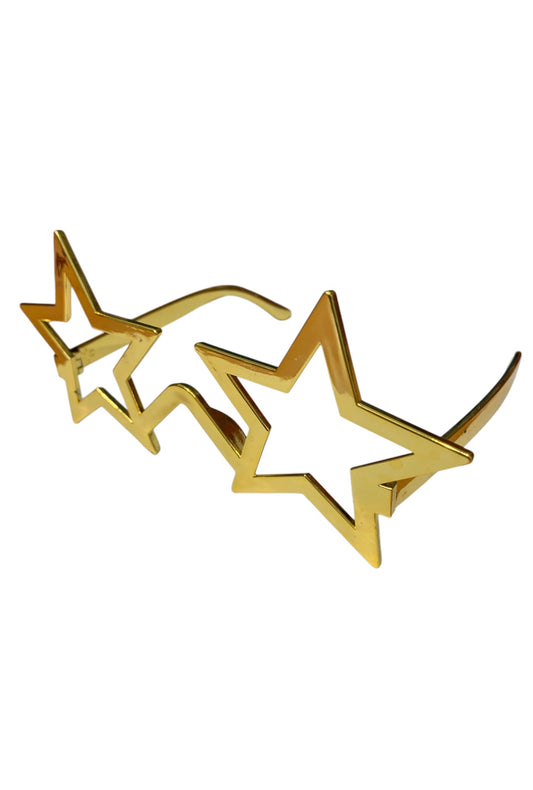 Metallic Gold Star Lenseless Glasses