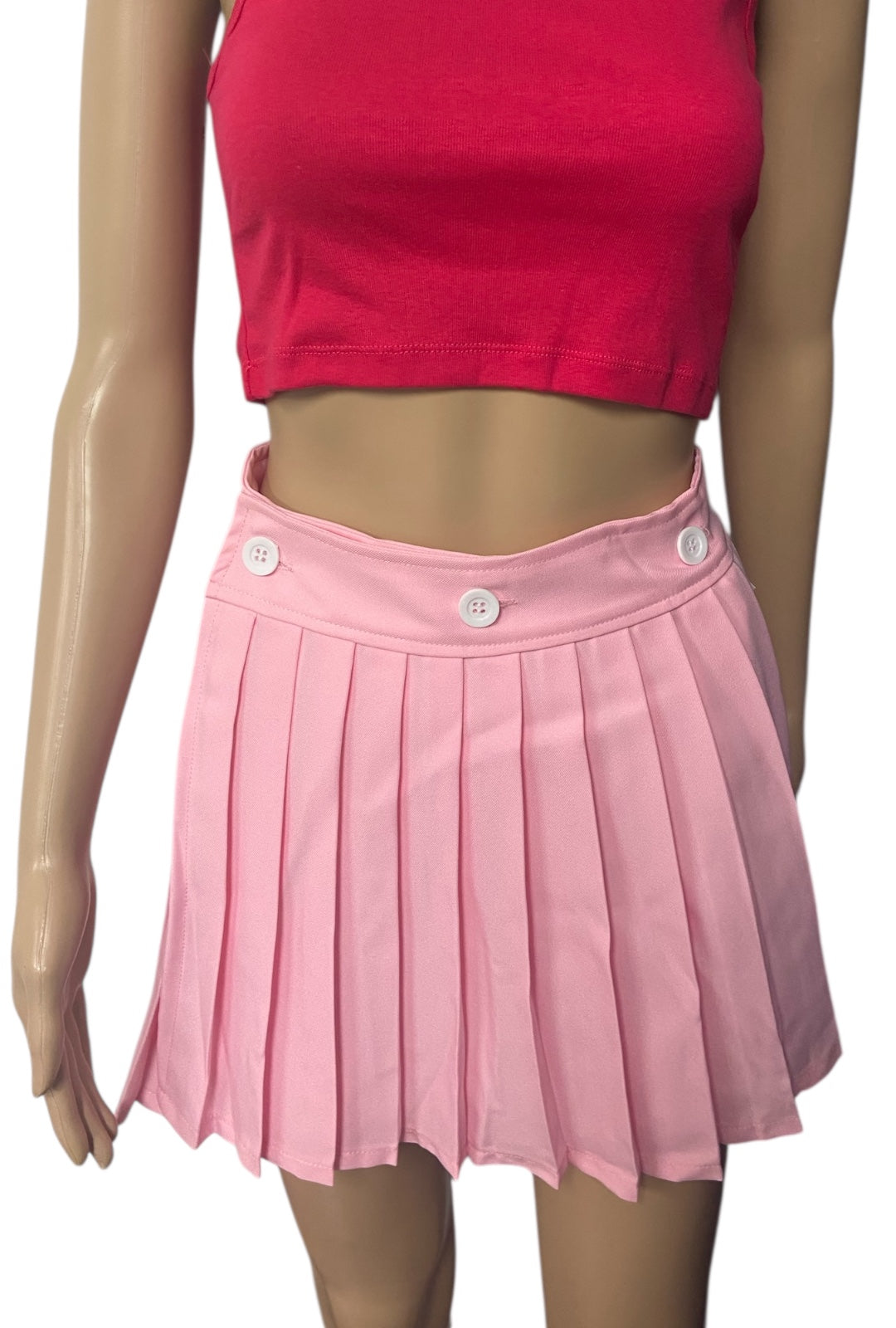 Adjustable Pink Pleated Skirt