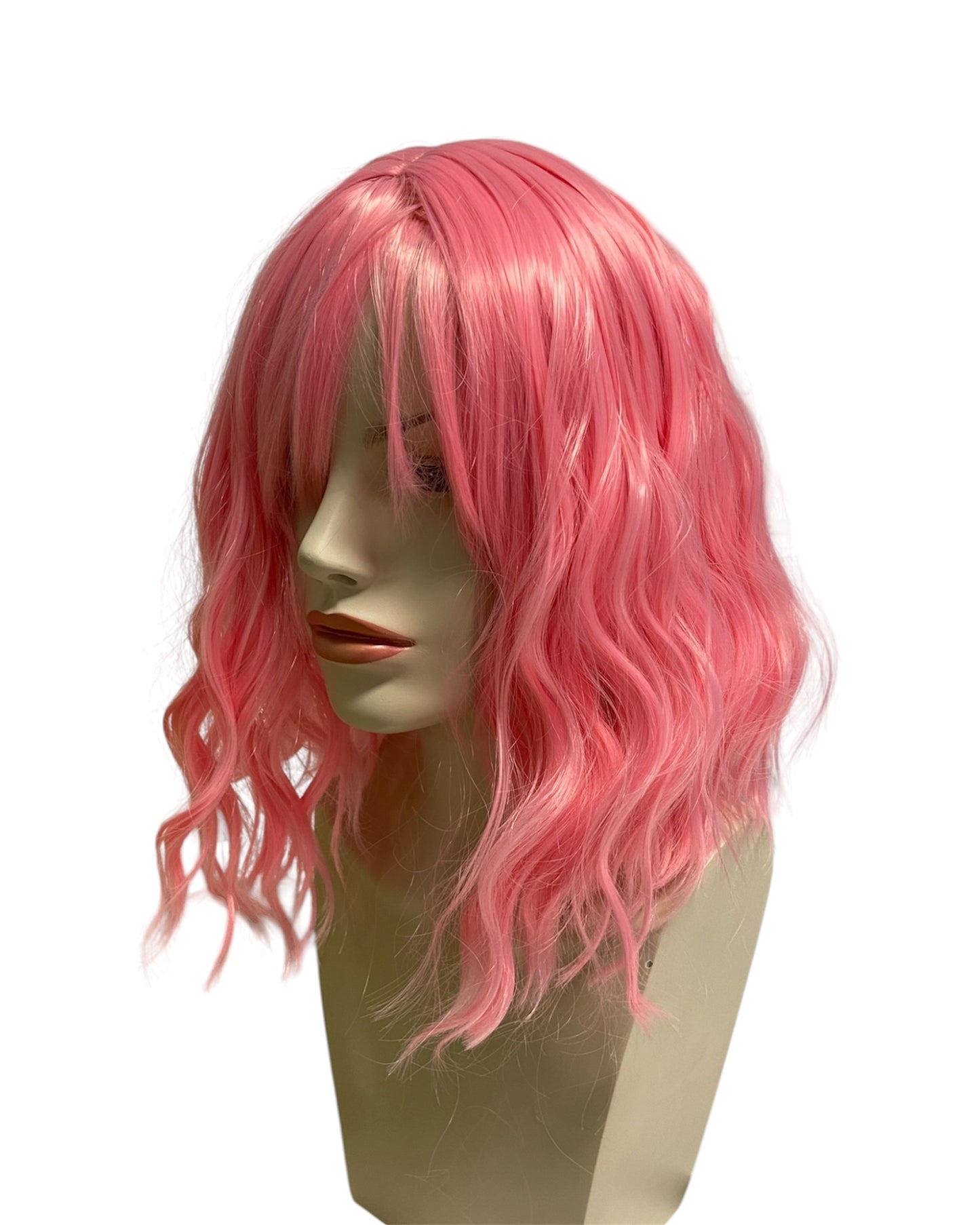 Soft Rose Pink Wavy Bob Wig