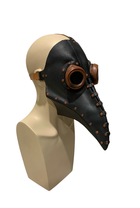 Latex Plague Doctor Mask with Brass Finish