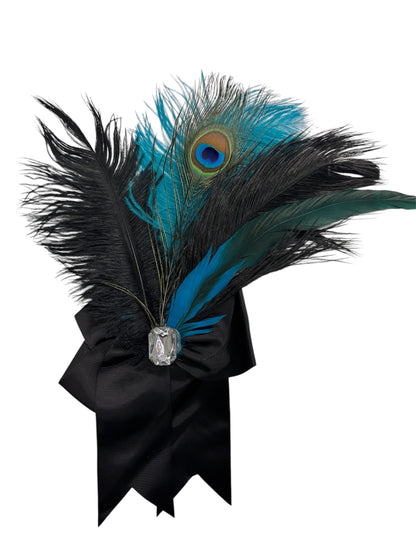 Burlesque Peacock Feather Hair Bow