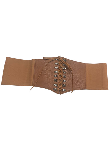 Textured Plus Size Tan Brown Corset Belt