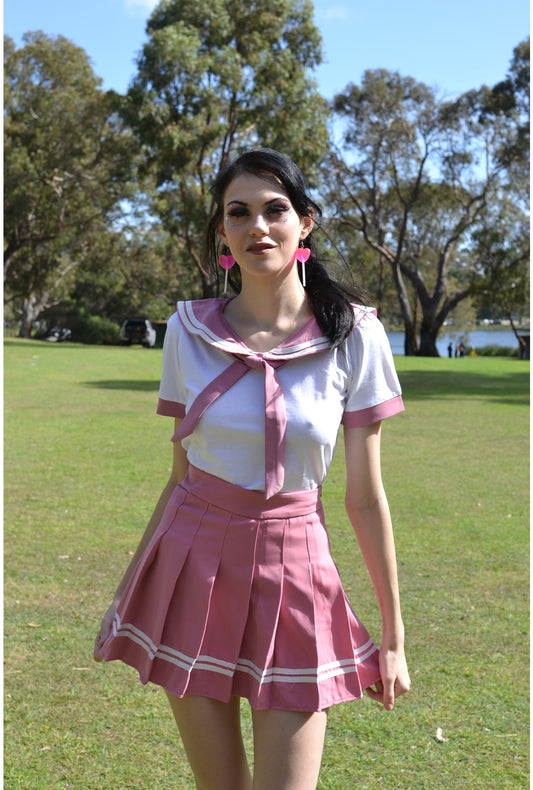 Pink and White Anime Sailor Top