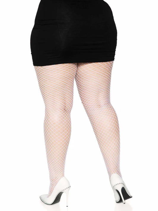 Queen Size White Spandex Industrial Fishnet Tights