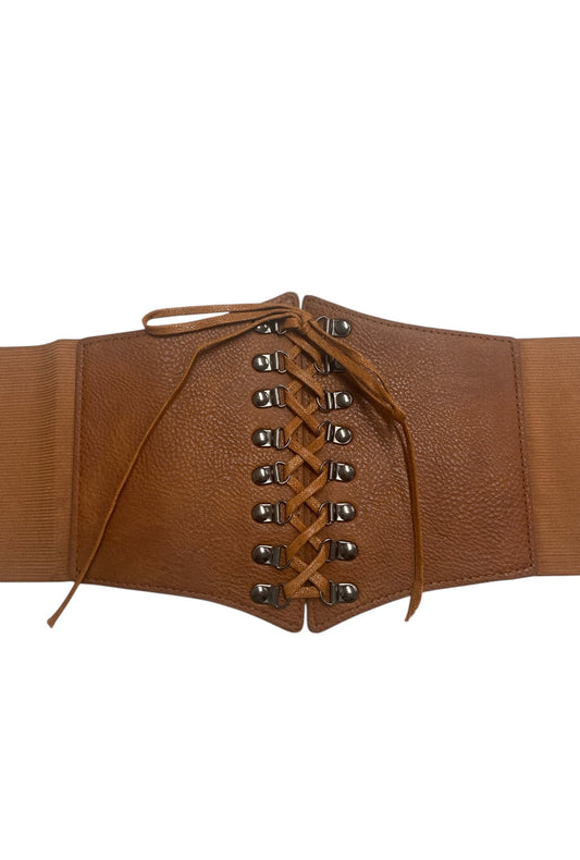 Textured Plus Size Tan Brown Corset Belt