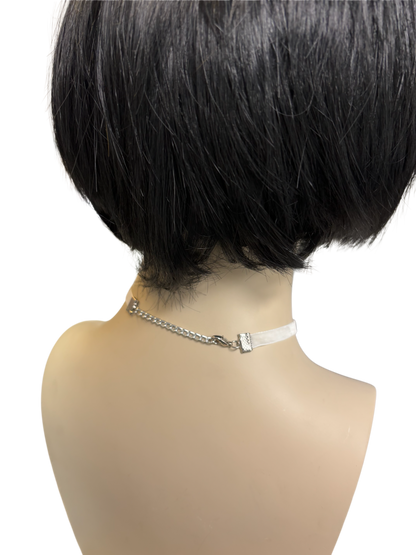 Thin White Velvet Choker