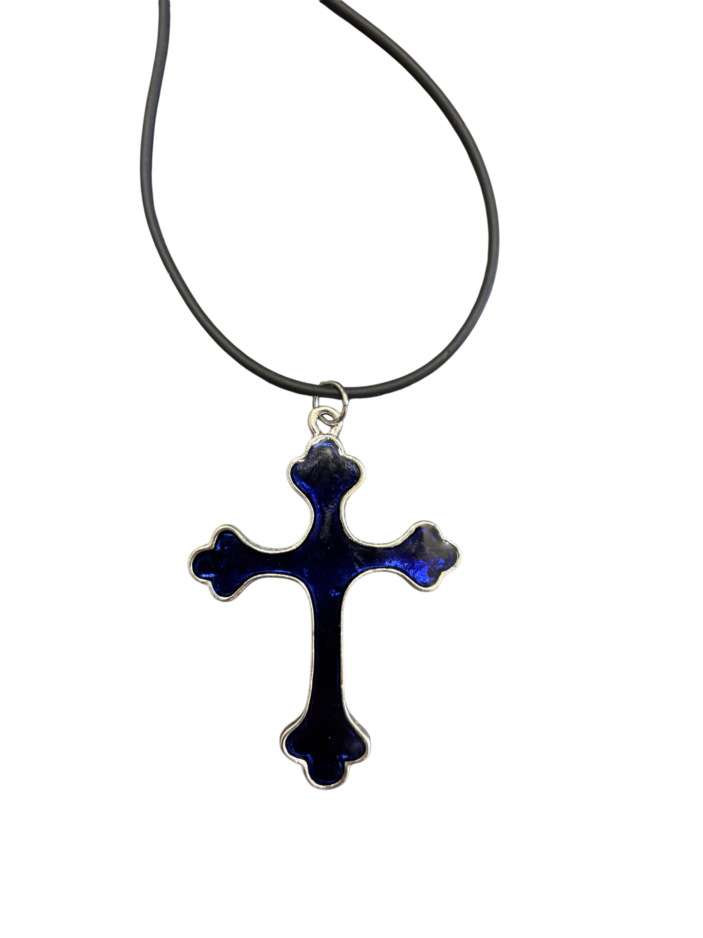 Gothic Indigo Blue Cross Necklace
