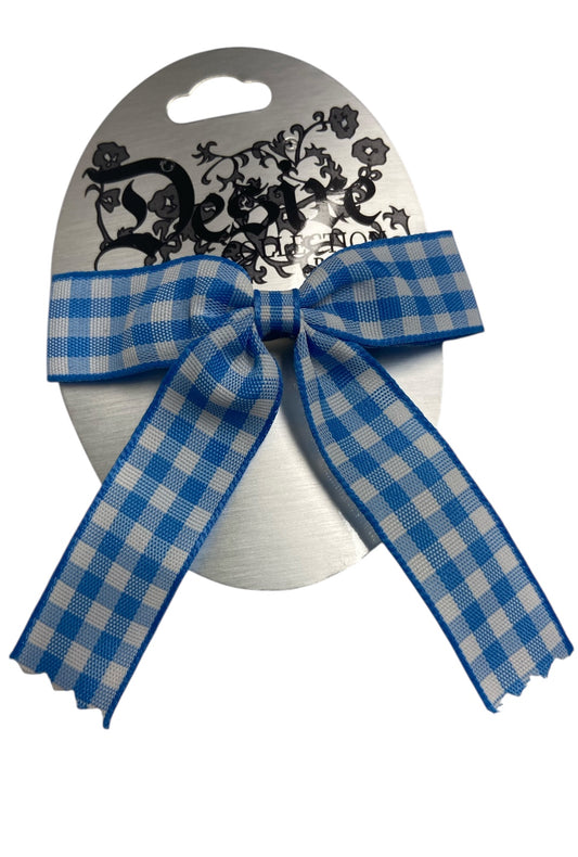 Blue Gingham Hair Bow
