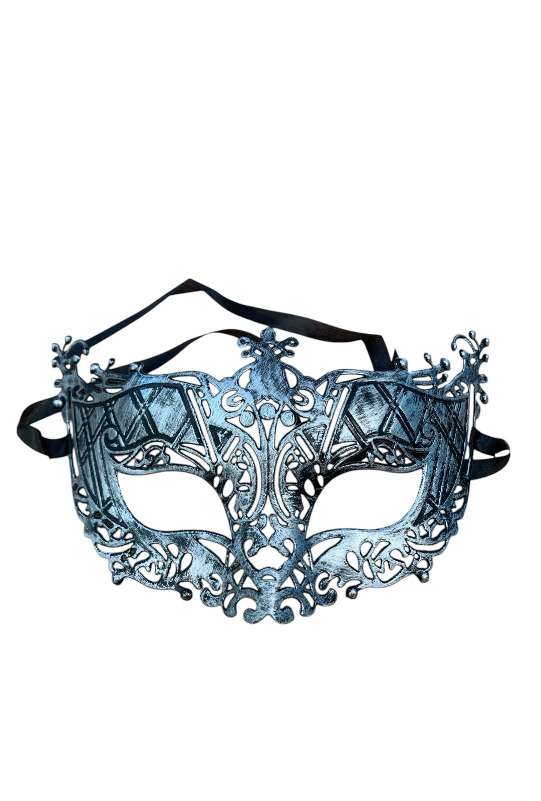 Brushed Silver Antique Butterfly Mask