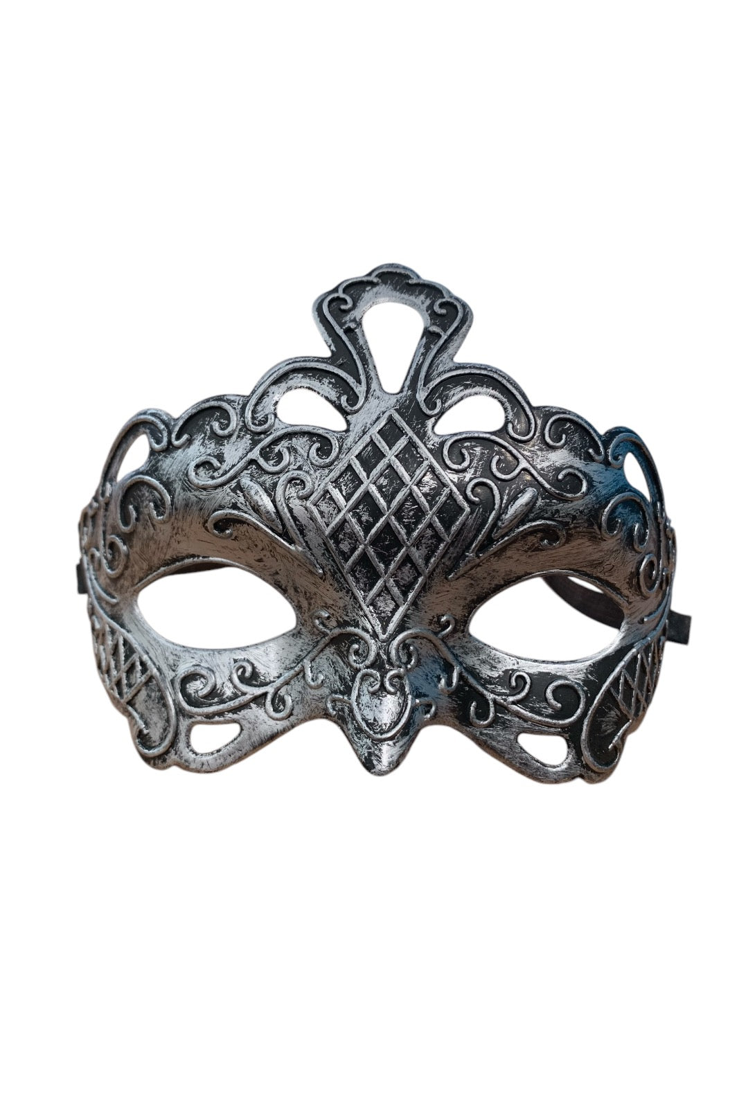 Brushed Silver Vintage Diamond Mask