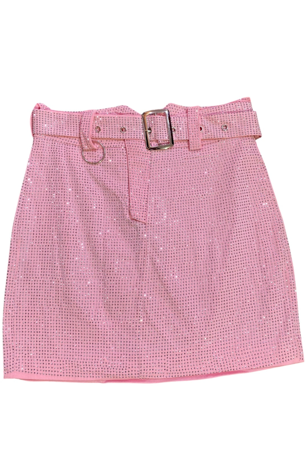 Rhinestone Silver and Pink Utility Skirt