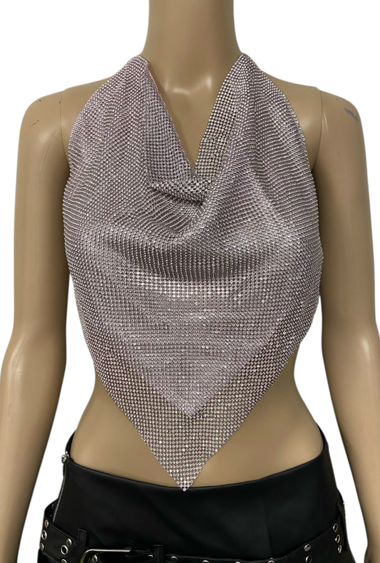 Silver Metal Mesh Triangle Top